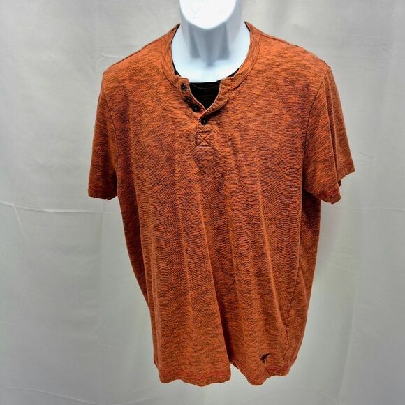 Guess Other - GUESS Burnt Orange Short Sleeve Henley Shirt Men's XXL